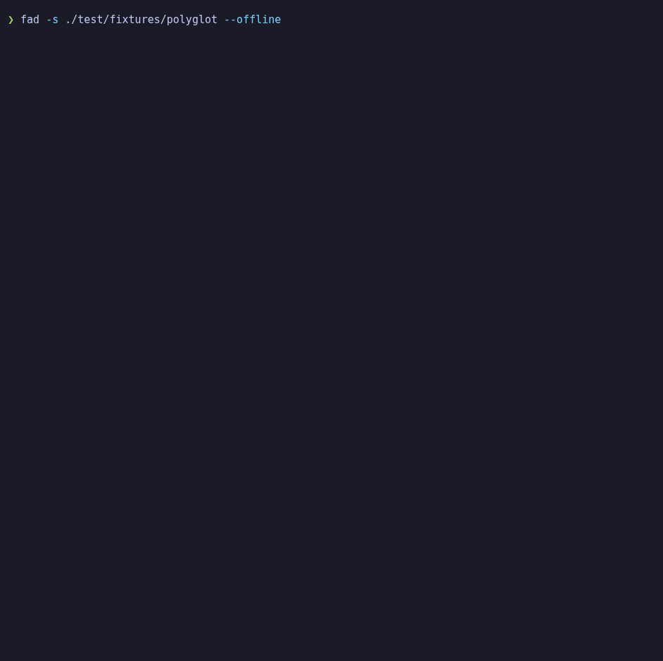 fad-checker animated terminal demo: a [n/N] checklist warming each vulnerability database, then CVE results coloured by severity with KEV badges